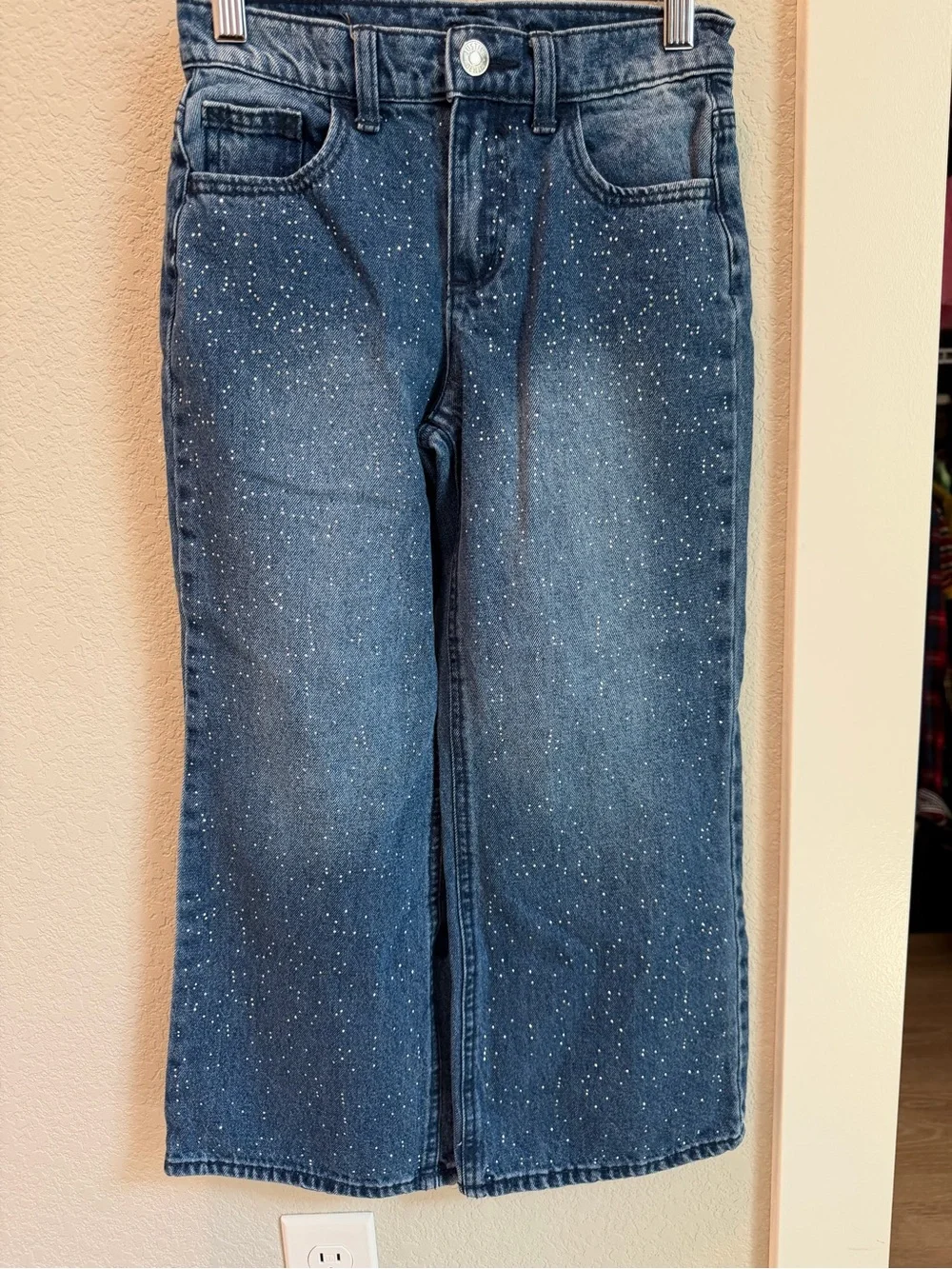 Justice Blue Wide-Leg Jeans with Sparkle Accent